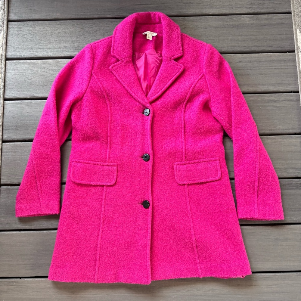 Appleseed's Petites Women’s Hot Pink Boiled Wool Lined Pea Coat Size‎ 12P